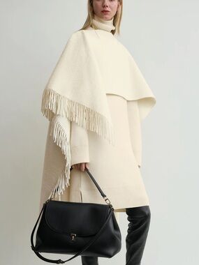 Toteme fringe poncho winter white